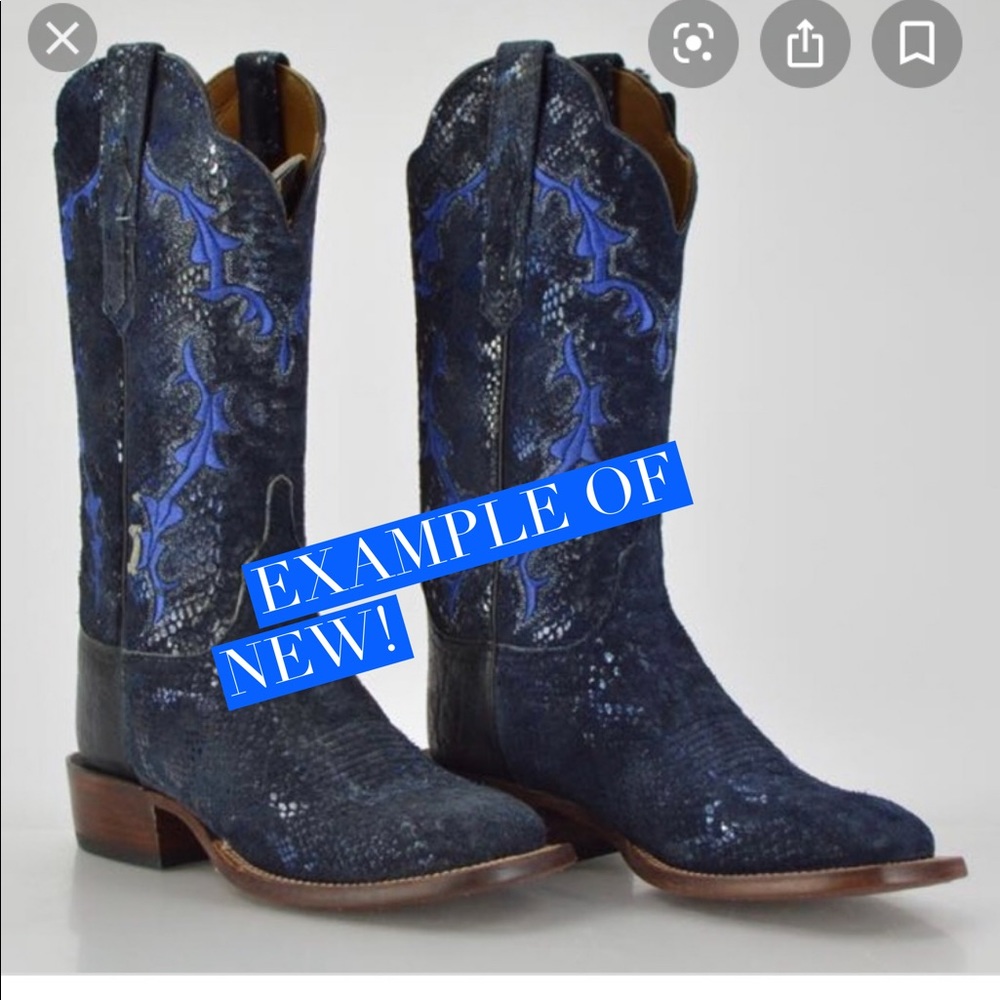 Lucchese blue python print boots